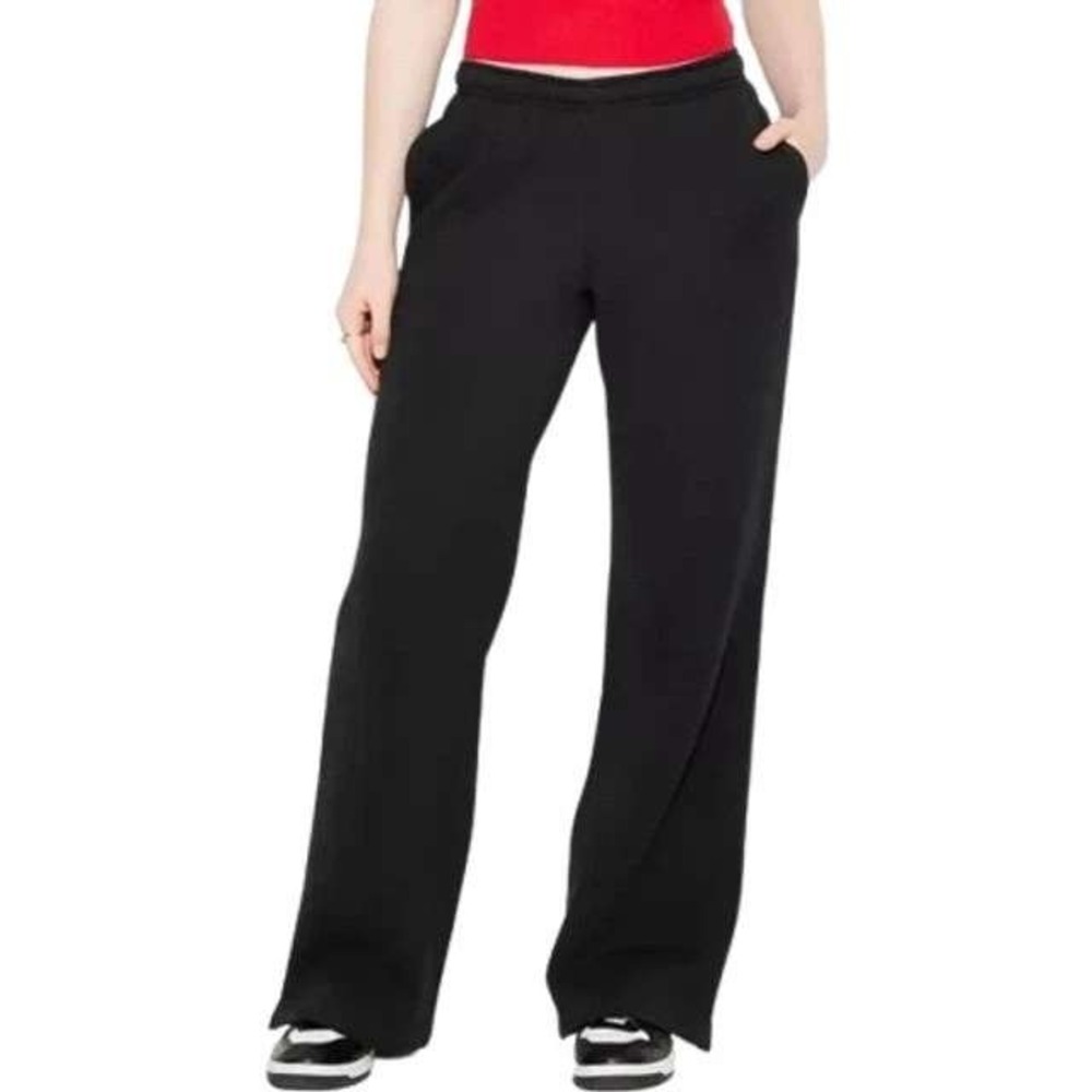 Wild Fable Women's Black Fleece Elastic Waist Straight Sweatpants Size XS